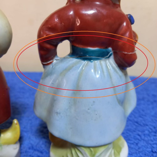 Porcelain figurines used, boy and girl in traditional Dutch costume