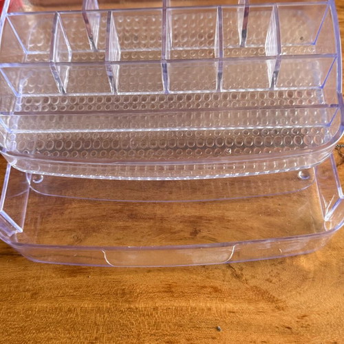 Cosmetic storage set used with rotating holder and drawers