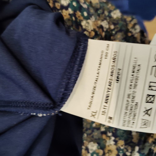 Sisley floral dress for girl used, size 146 cm, blue multicolor