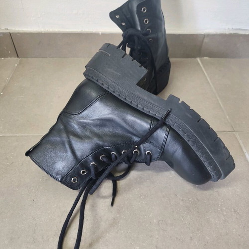 Top Shop Black Leather Combat Boots like new, women's size 38