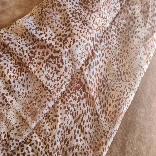 Long animal print scarf used, silk