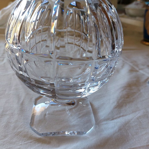 Crystal vase with foot from France used, antique 18×18 cm