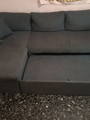 Corner sofa bed used, opens to double bed