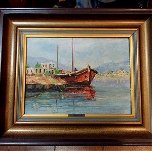 Πίνακας ελαιογραφία Δ. Βάλλα, λιμάνι