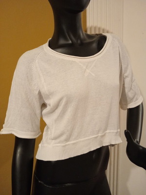 Cache Cache knitted cropped blouse white new M/L
