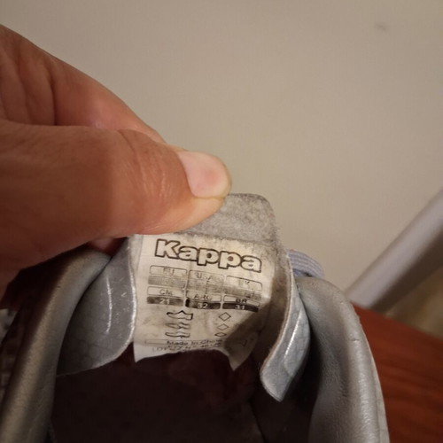Kappa Saker football shoes used, size 32, silver and red