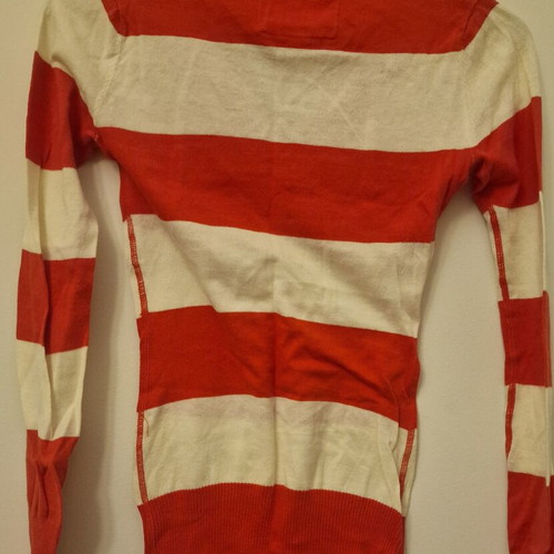 Striped blouse like new, size XS, white and coral
