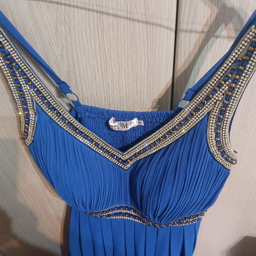 Official evening dress blue electric like new, size XL with matching shawl