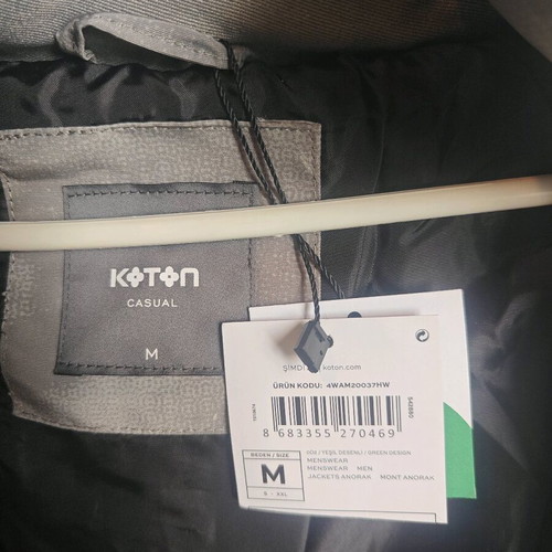 Koton puffer jacket with hood new, gray green