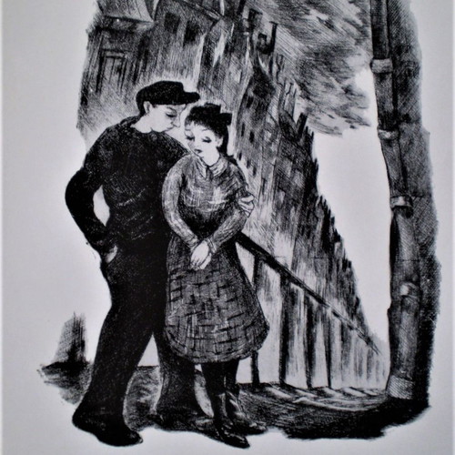 Chalcography used, romantic couple, Lela Paschali