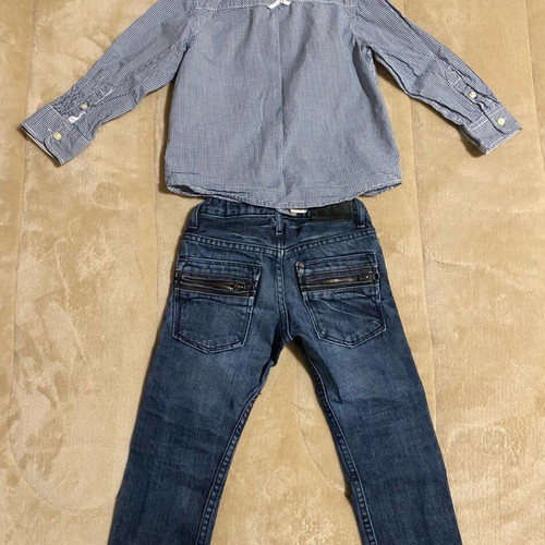 H&M denim pants and shirt set for boy 2-3 years used