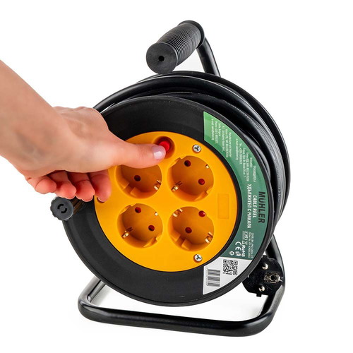 Extension cable reel with 4 sockets 15m H05VV-F 3×1.5mm2 new