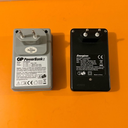 Set of 2 used battery chargers for AA, AAA and 9V