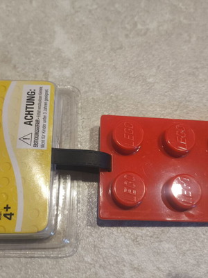 Red LEGO 2x3 luggage or bag tag