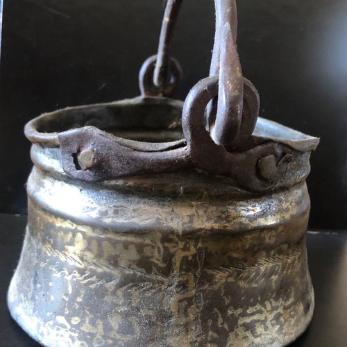 Small antique cauldron used from copper, bronze and iron 1900