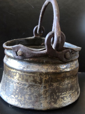 Small antique cauldron used from copper, bronze and iron 1900