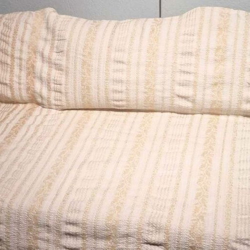 Woven blanket with handmade knitted lace like new