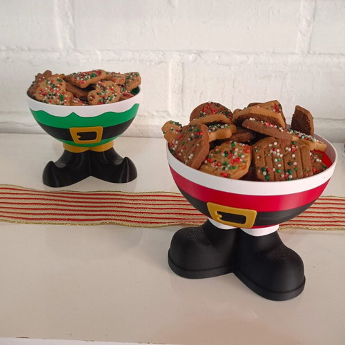 Christmas Feet Bowl new, with Santa and Elf 12cm diameter