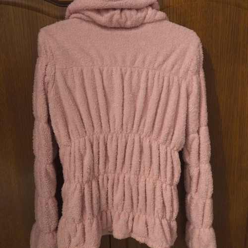 Benissimo women's pink fur jacket like new with gathers and strass