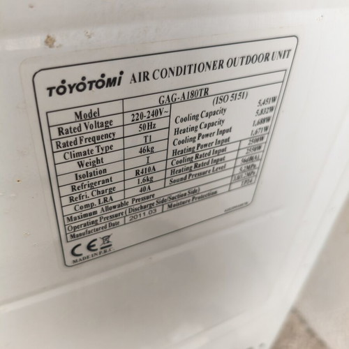 Toyotomi GAN/GAG-A180TR 18.600 BTU air conditioner used, full set