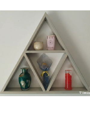 Wall shelf with triangle design new, handmade wooden