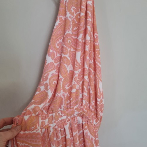 Zini Maxi Dress size 40 with open back and slit like new, colorful