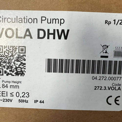 DHW Vola 84mm Hermes circulator pump slightly used