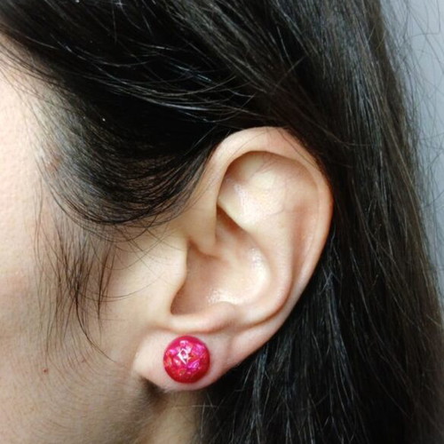Handmade jewelry set with resin pendant and pink stone earrings