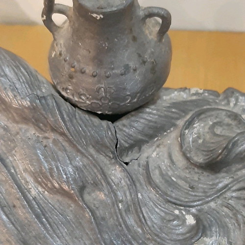 Art Nouveau antique sculpture used, made of pewter