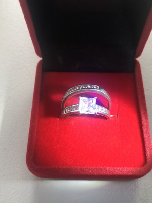 Engagement ring silver 925 with zircon, new