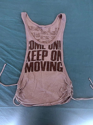 Grey athletic cut top, size Small, side ruching