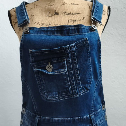 Handmade upcycled Y2K denim salopette dress