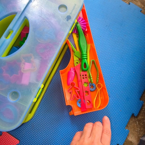 Play Doh plastic case with tools and molds used