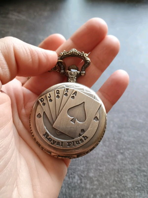 Ρολόι τσέπης Vintage Bronze με γούρι τράπουλας καινούργιο από κράμα