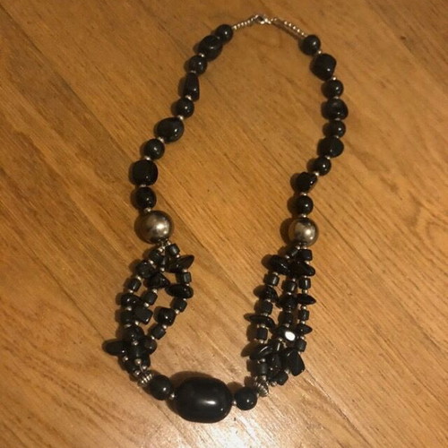 Ethnic black women's necklace vintage like new with black stones