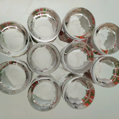 Vintage glass collection used, set of 10 with Santa Claus and Christmas tree