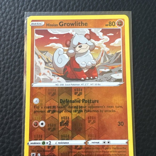 Pokemon Astral Radiance Reverse Holo Foil Hisuian Growlithe TCG Card new