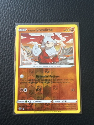 Pokemon Astral Radiance Reverse Holo Foil Hisuian Growlithe TCG Card new