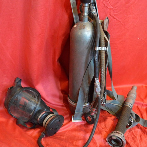 Oxygen bottles with mask and fire hose, like new