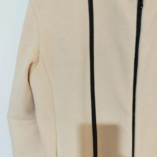 Badoo coat new, cream color with black leather details, sizes L and XL