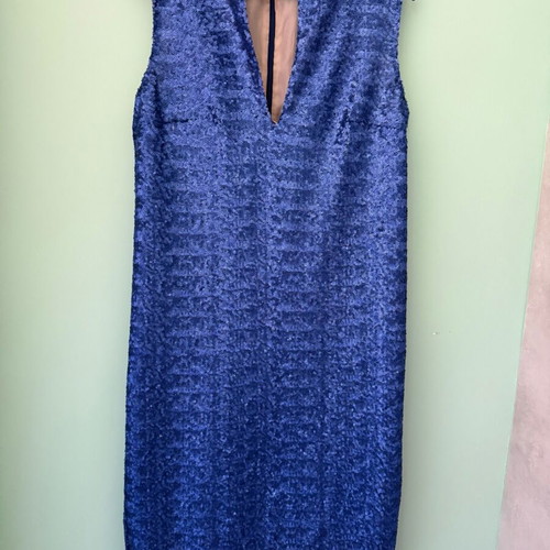 Mi-Rō electric blue sequin dress used, midi length