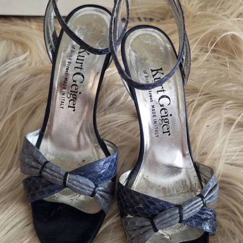 Kurt Geiger Bond Street Blue Snakeskin Strappy Heeled Sandals used