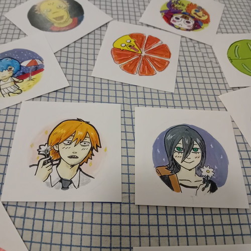 Set of 10 Hand-Drawn Anime and Gaming Stickers, A4 Art Sheet