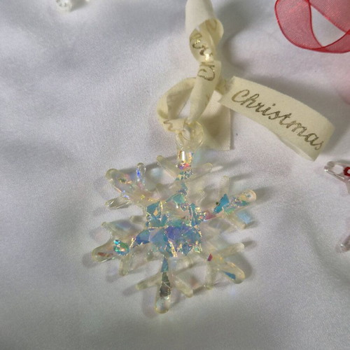 Handmade snowflake ornament from liquid glass for Christmas tree new