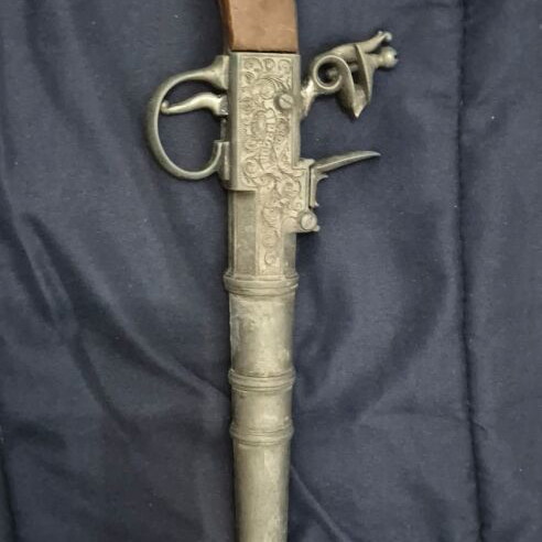Replica pistol used, Spanish, non-functional decorative