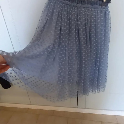 Midi skirt blue raf with polka dot tulle new, size 14years