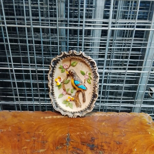 Decorative clay piece used 16cm x 11cm with bird and flowers