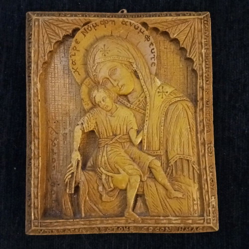 Panagia Axion Esti wax icon like new 12.5cm - 14.5cm