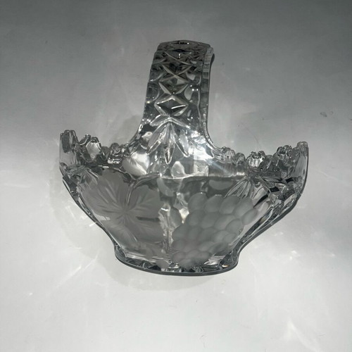 Crystal fondue bowl used, leaf and grape design