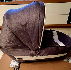 Peg Perego Port Bebe Culla Γκρι με δερμάτινες λευκές και ταμπά λεπτομέρειες